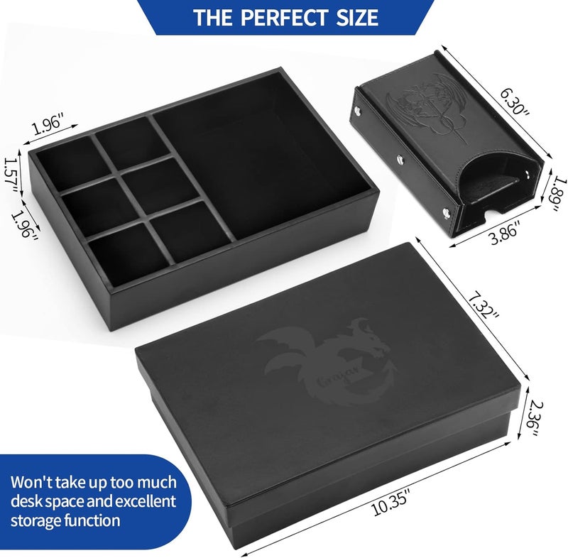 Grajar 3 in 1 Dice Tray with Lid, Portable Dice Box Storage, DND Dice Holder for Dungeons and Dragons D&D RPG MTG Table Games (Black) - Image 4
